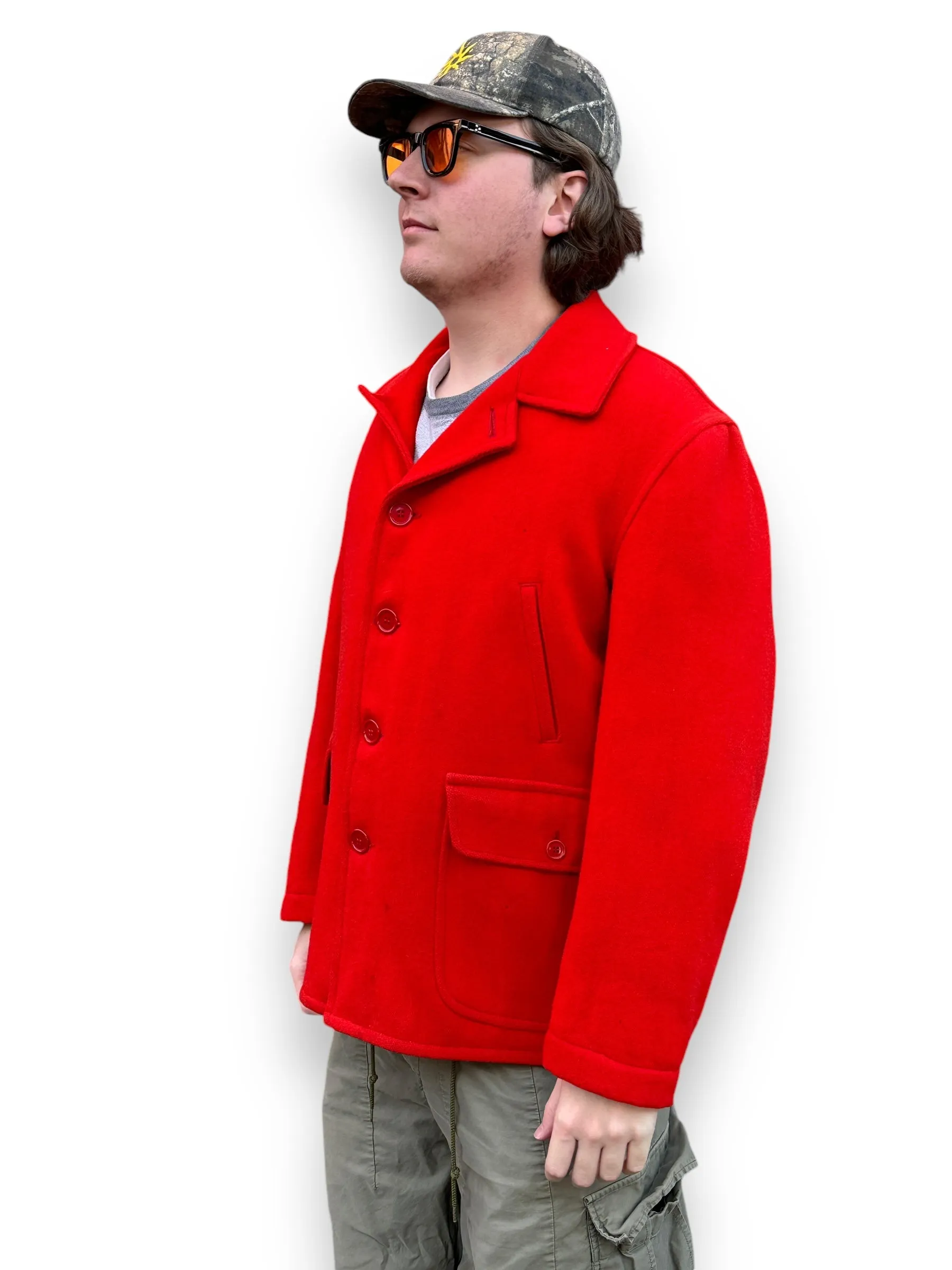 1940s J.O. Ballard & CO Red Wool Hunting Jacket SZ XL