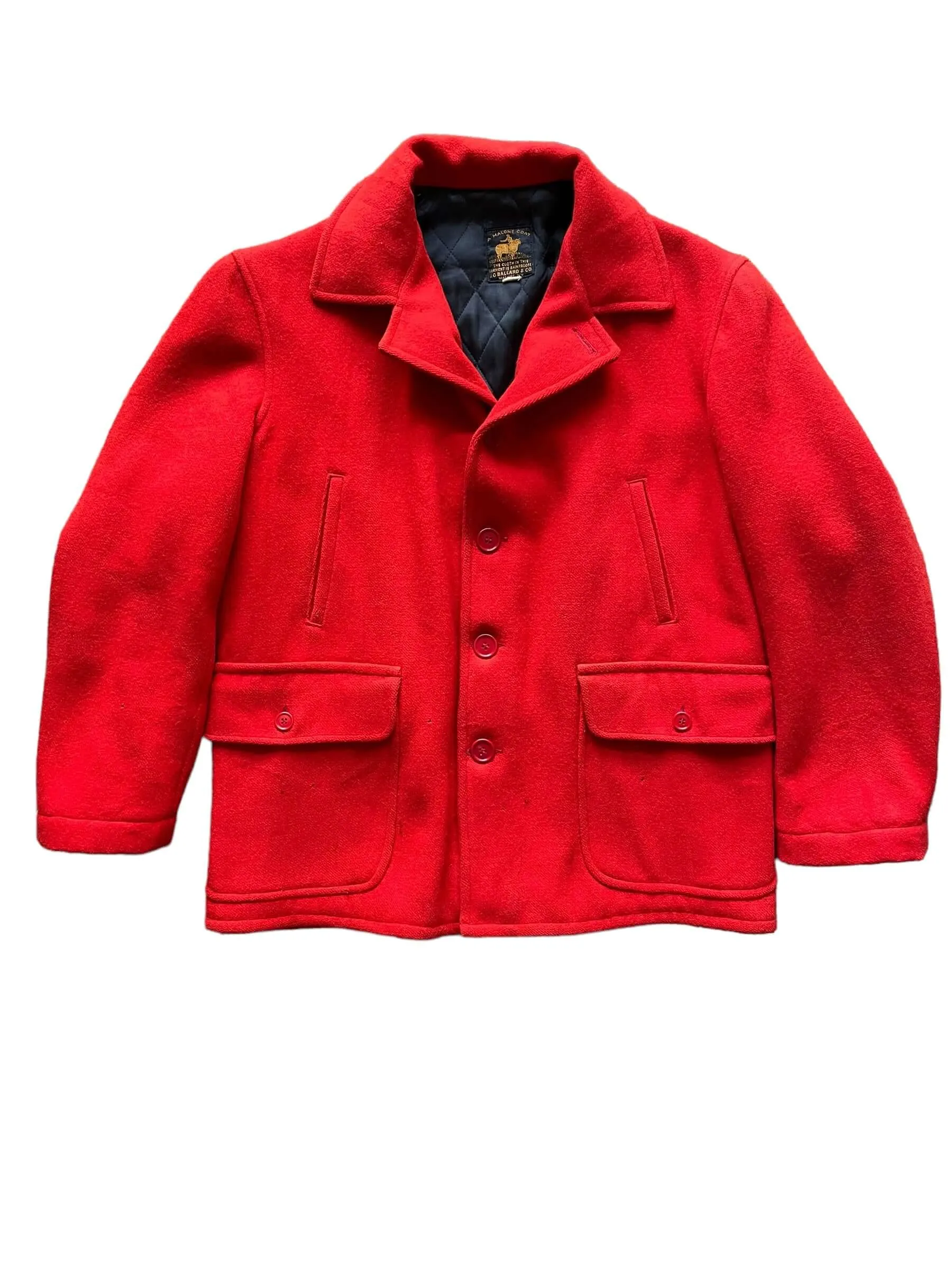 1940s J.O. Ballard & CO Red Wool Hunting Jacket SZ XL