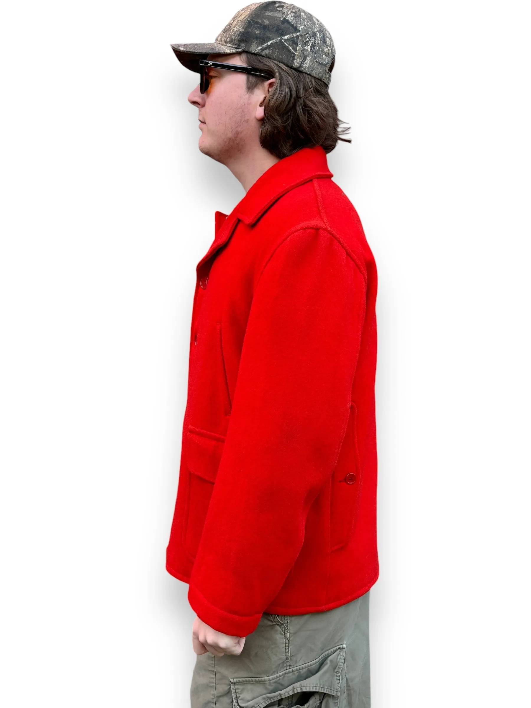 1940s J.O. Ballard & CO Red Wool Hunting Jacket SZ XL