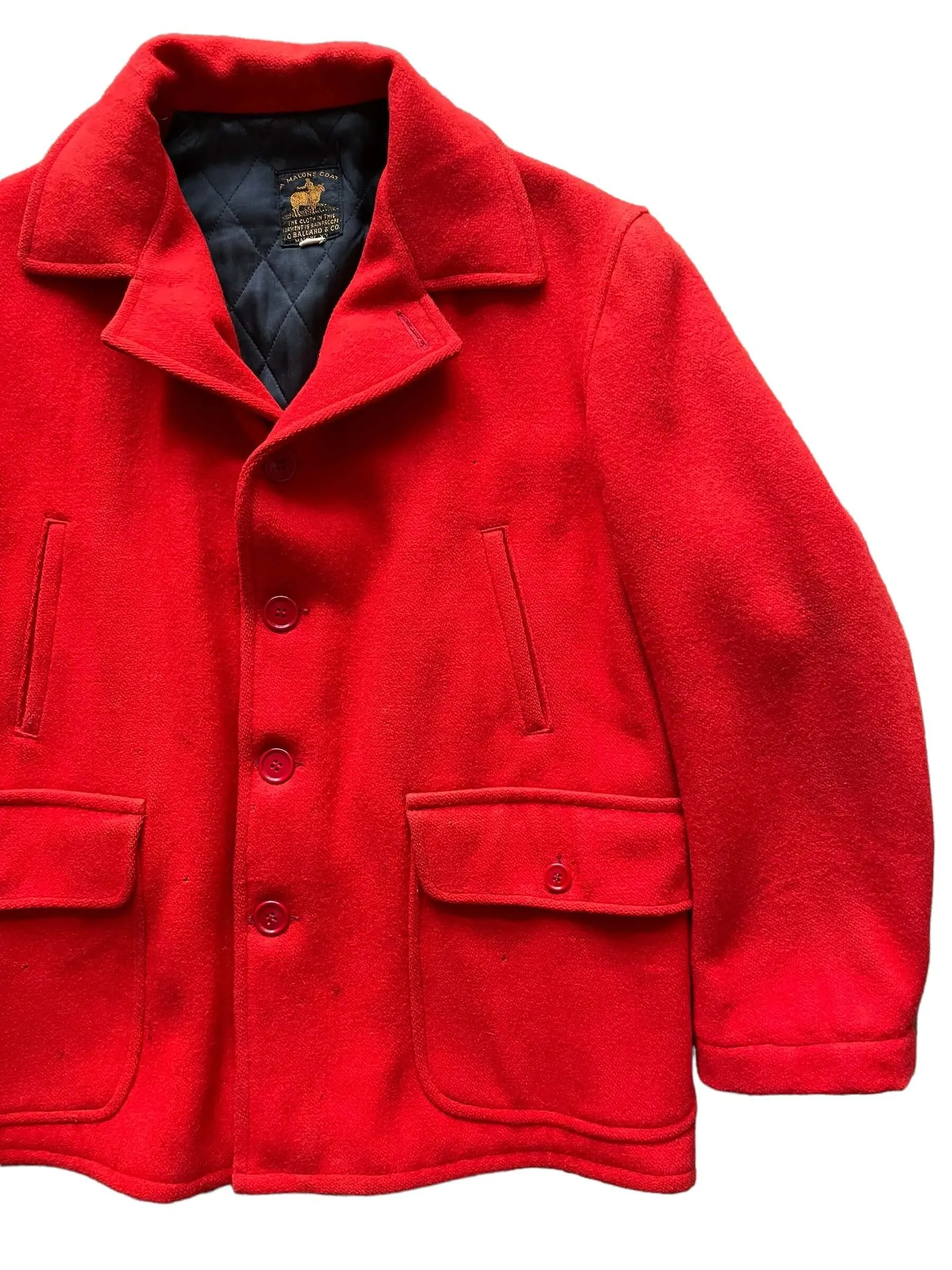 1940s J.O. Ballard & CO Red Wool Hunting Jacket SZ XL
