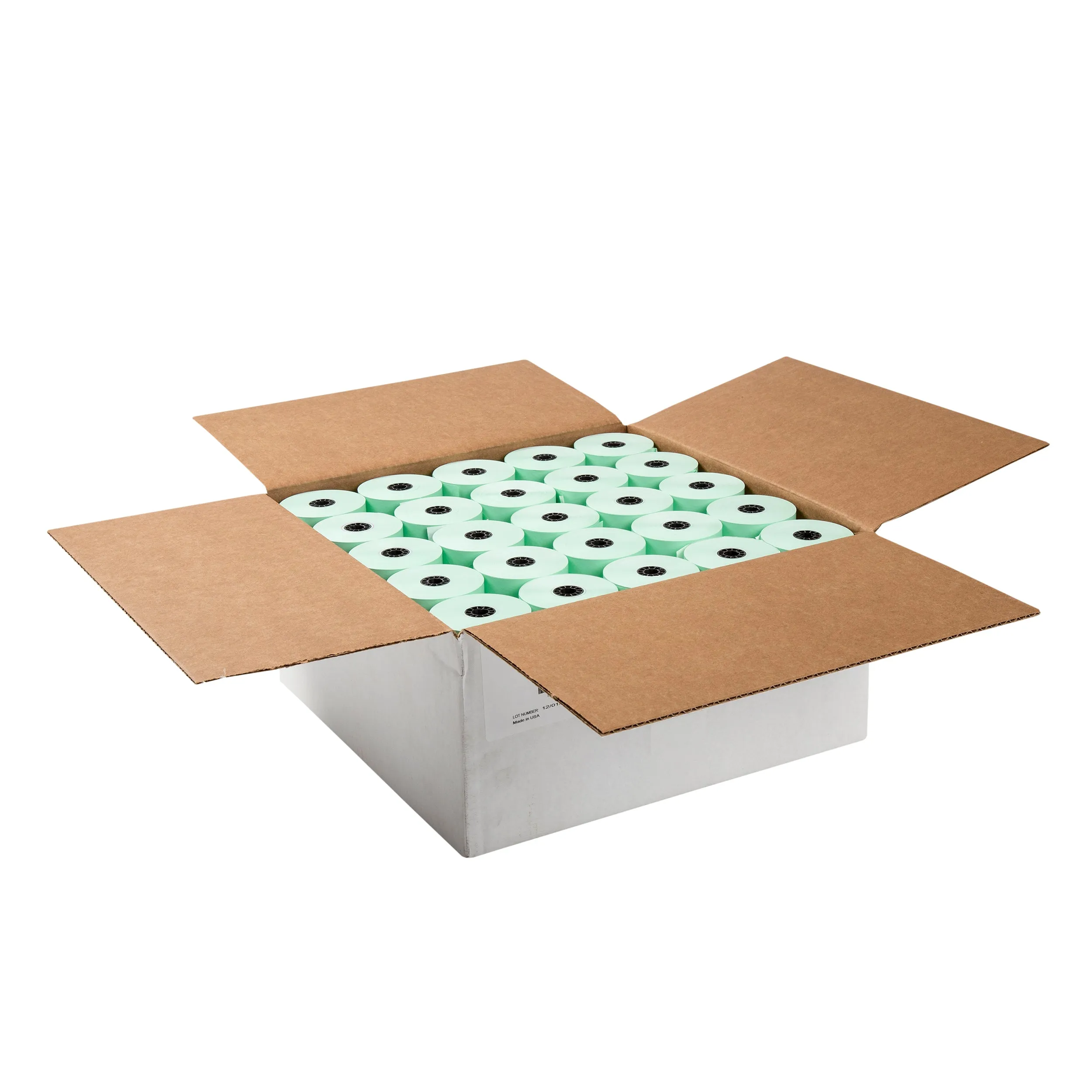 3-1/8" x 230' Green 7/16" ID Core Thermal Rolls, Case of 50