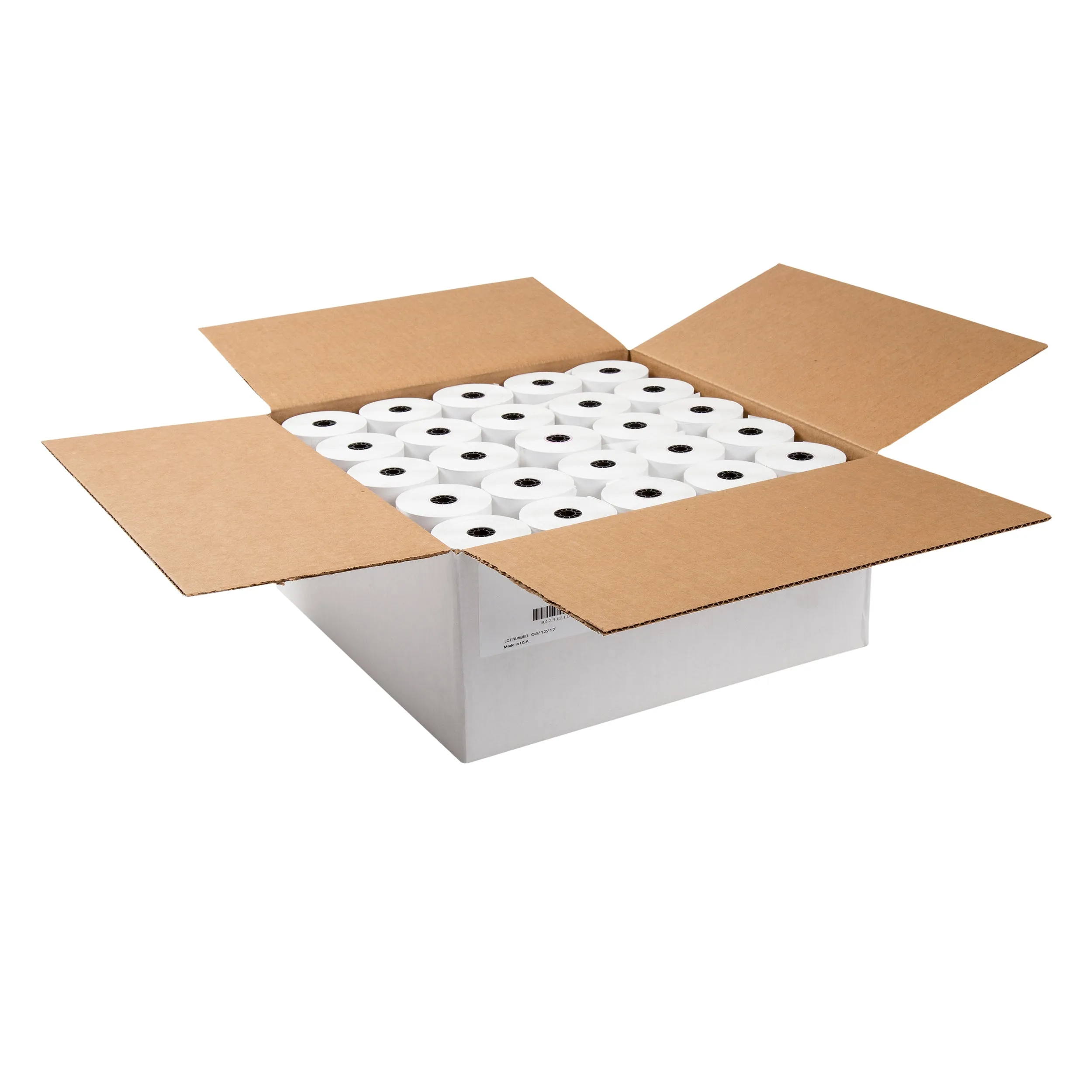 3-1/8" x 273' White 7/16" ID Core Thermal Rolls, Case of 50