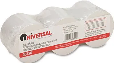 Adding Machine/Calculator Roll' 16 Lb' 1/2" Core' 2-1/4" X 150 Ft' White' 3/Pack
