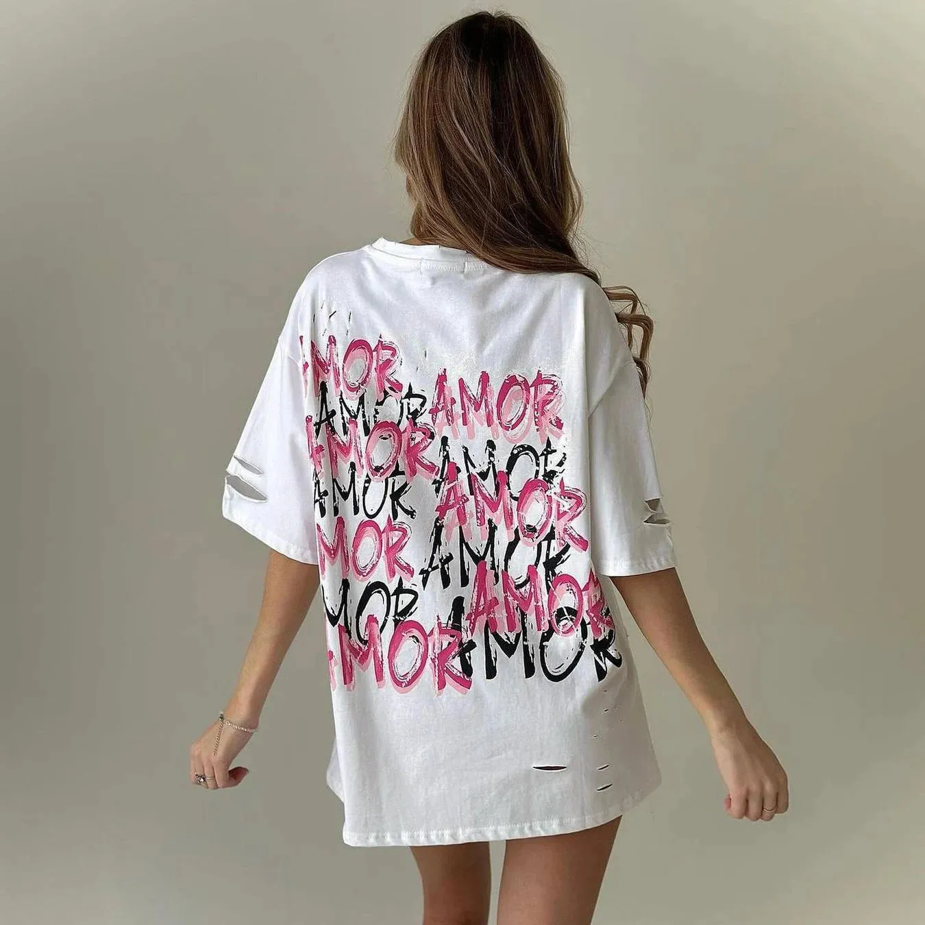 Amor Oversized Graphic T-Shirts