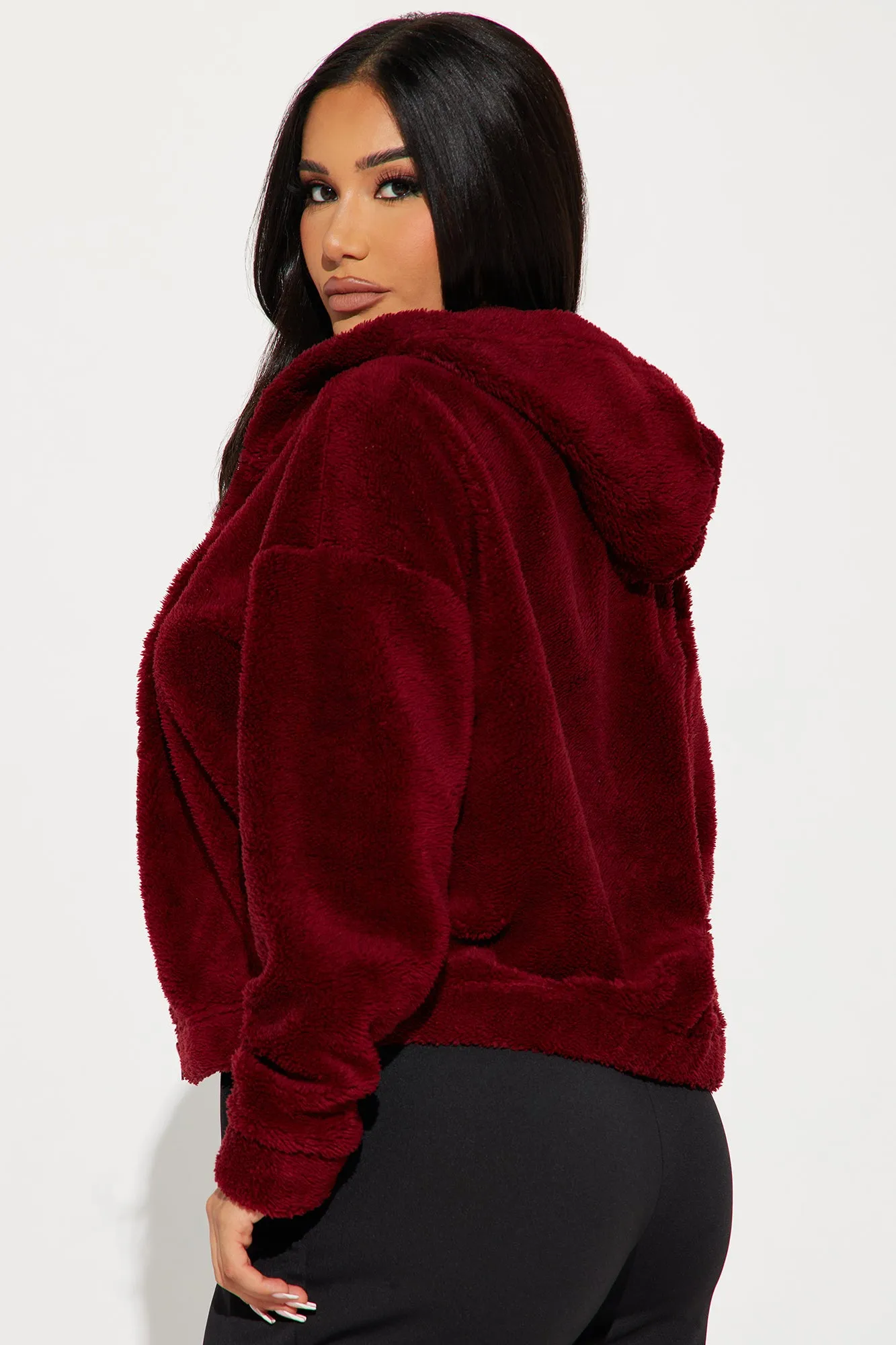 Augie Sherpa Lounge Jacket - Burgundy