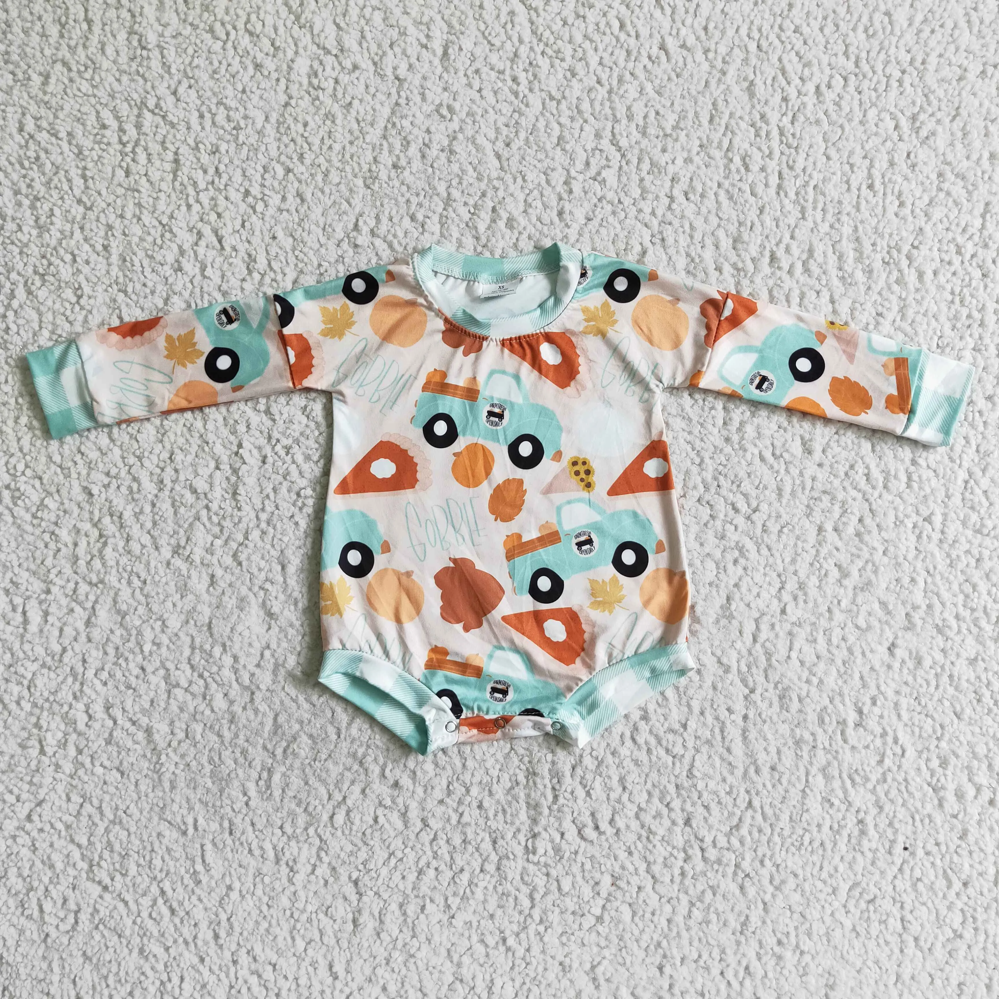 baby Thanksgiving pumpkin pie romper LR0061