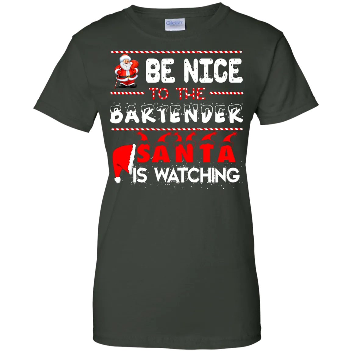 Be Nice to the Bartender Santa is Watching Shirt, Hoodie, Tank