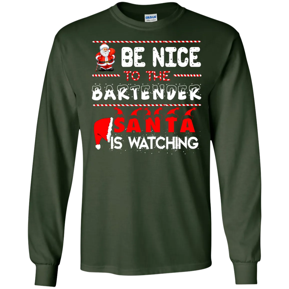Be Nice to the Bartender Santa is Watching Shirt, Hoodie, Tank