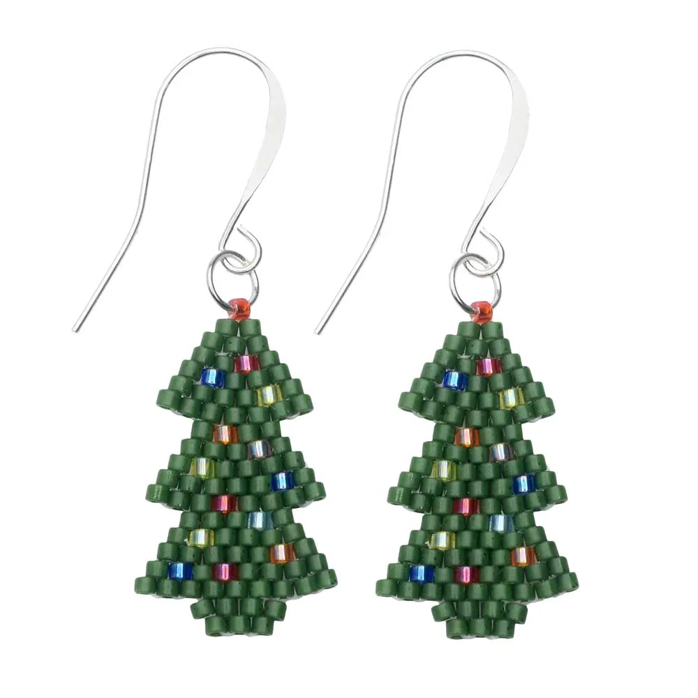 Beaded Christmas Tree Earrings