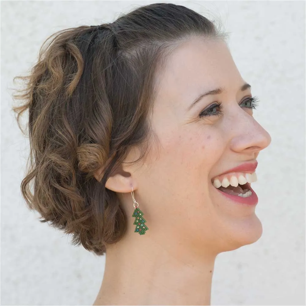 Beaded Christmas Tree Earrings