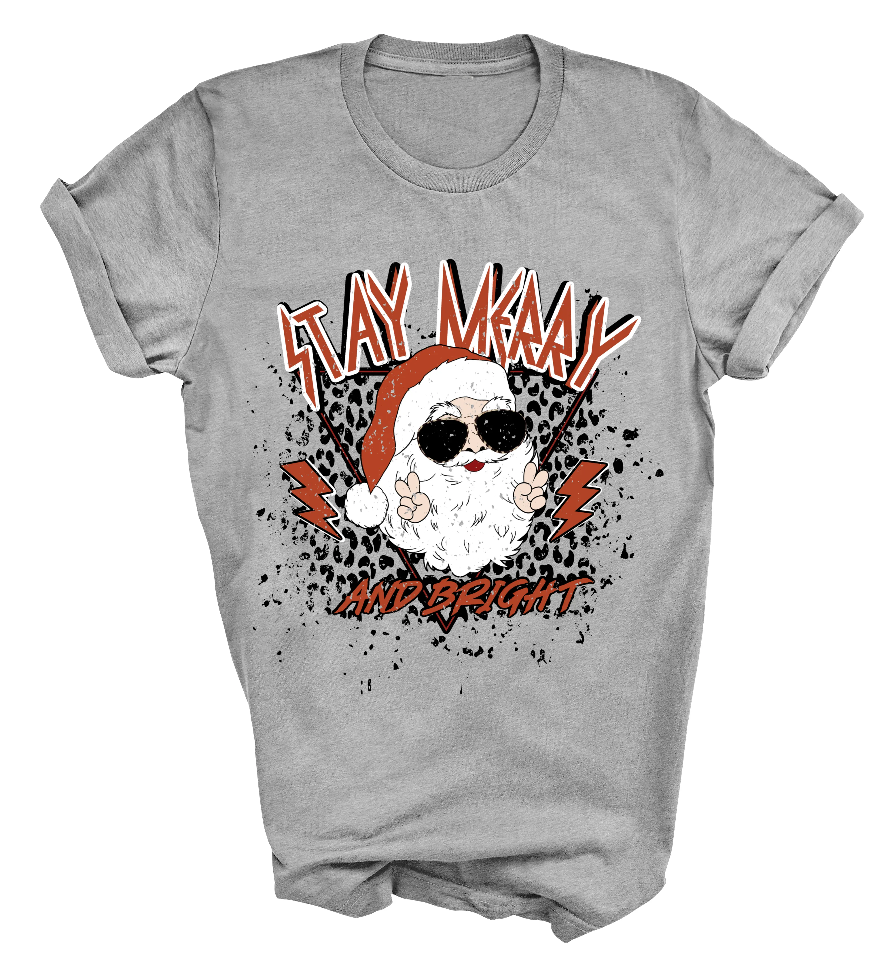 Bella or Comfort Colors Stay Merry and Bright Santa Rockin' Tee/ Super Cute Christmas Shirt