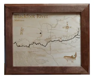 Blackfoot River, MT - Laser Cut Wood Map