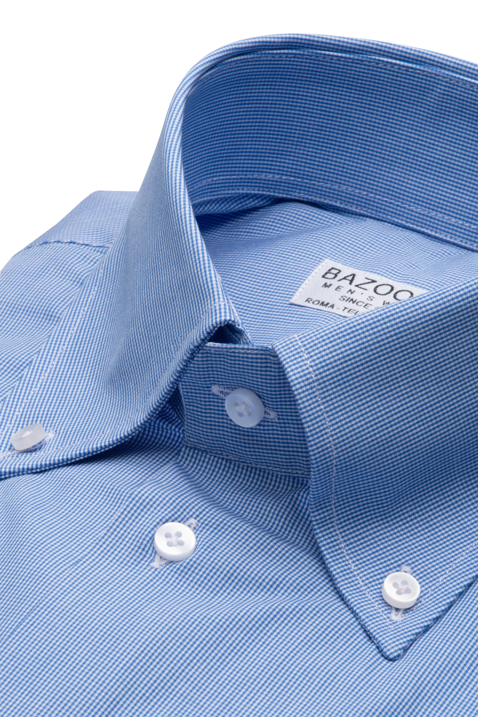 Blue Micro Checked Botton Down Shirt by Bazooka