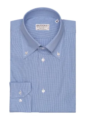 Blue Micro Checked Botton Down Shirt by Bazooka