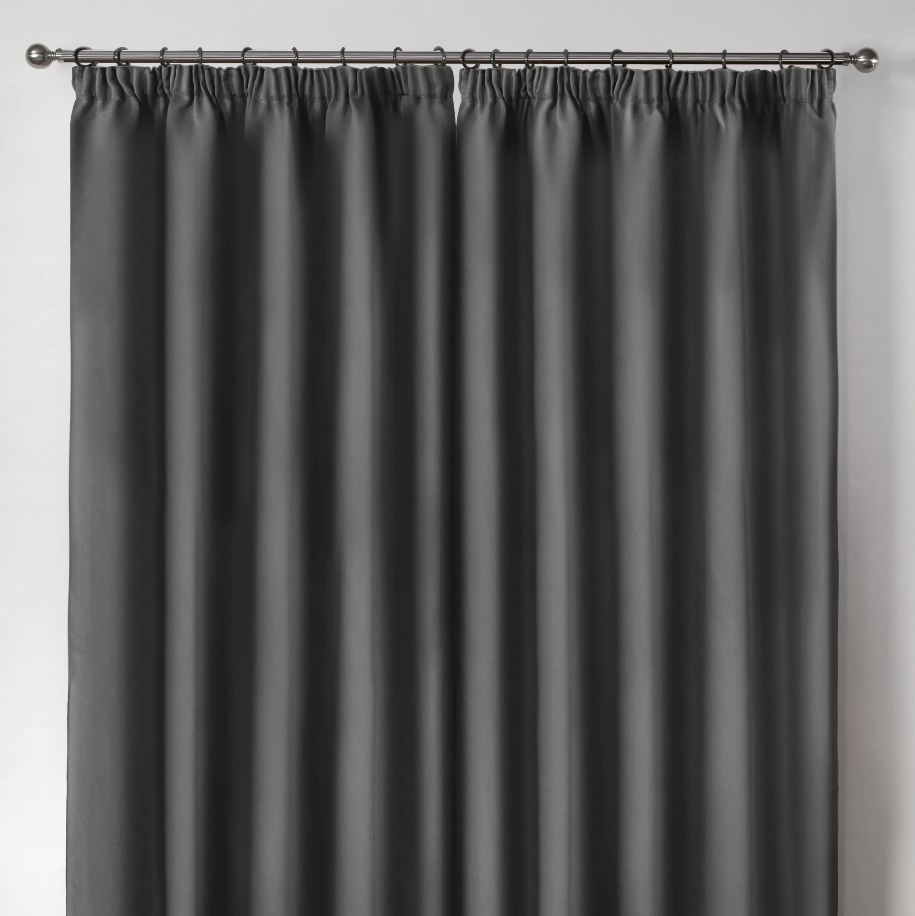 Cali Charcoal Grey Thermal Blackout Pencil Pleat Curtains