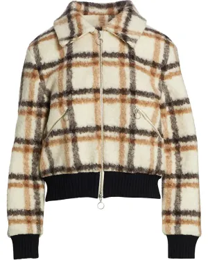Camel Plaid Sherpa Pia Moto Jacket
