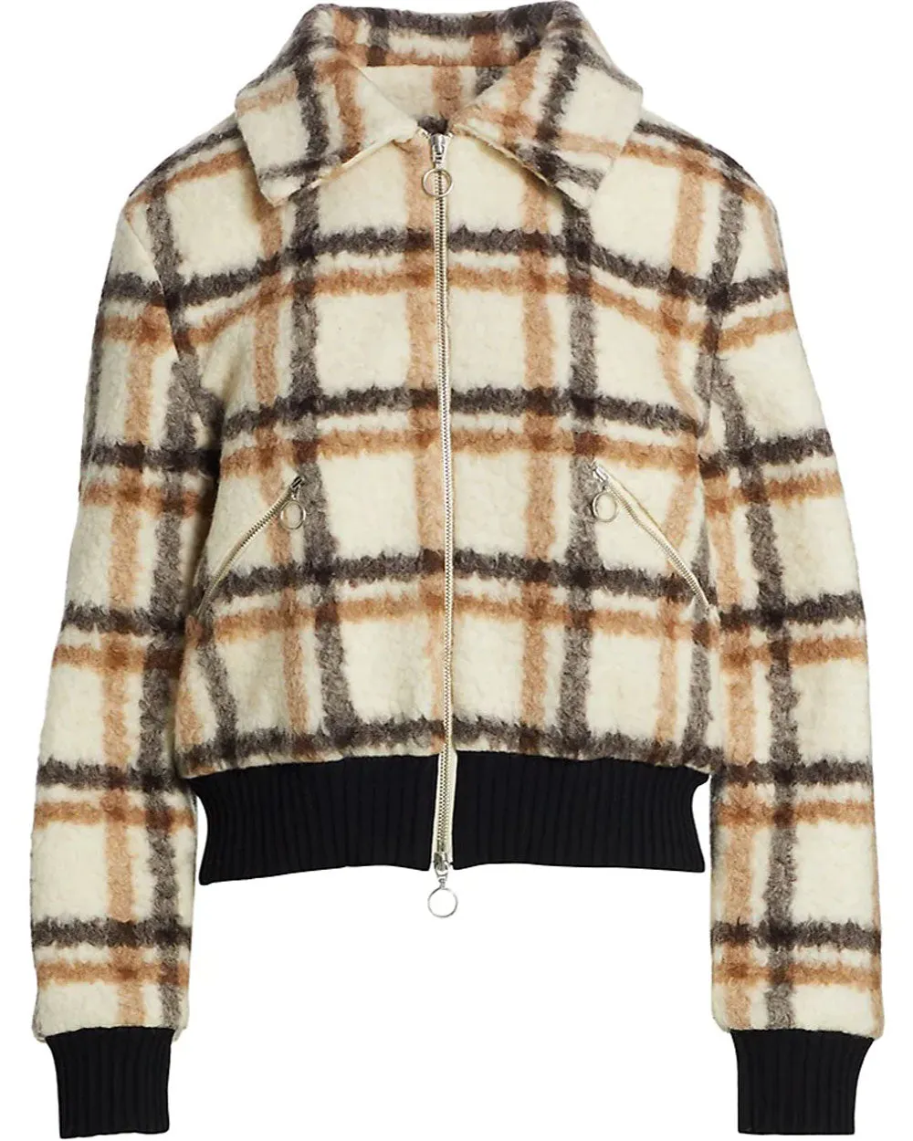 Camel Plaid Sherpa Pia Moto Jacket