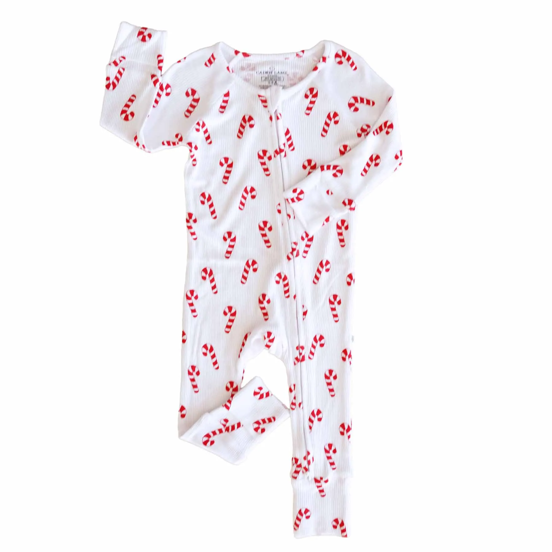 Candy Cane Lane Waffle Convertible Zip Romper*