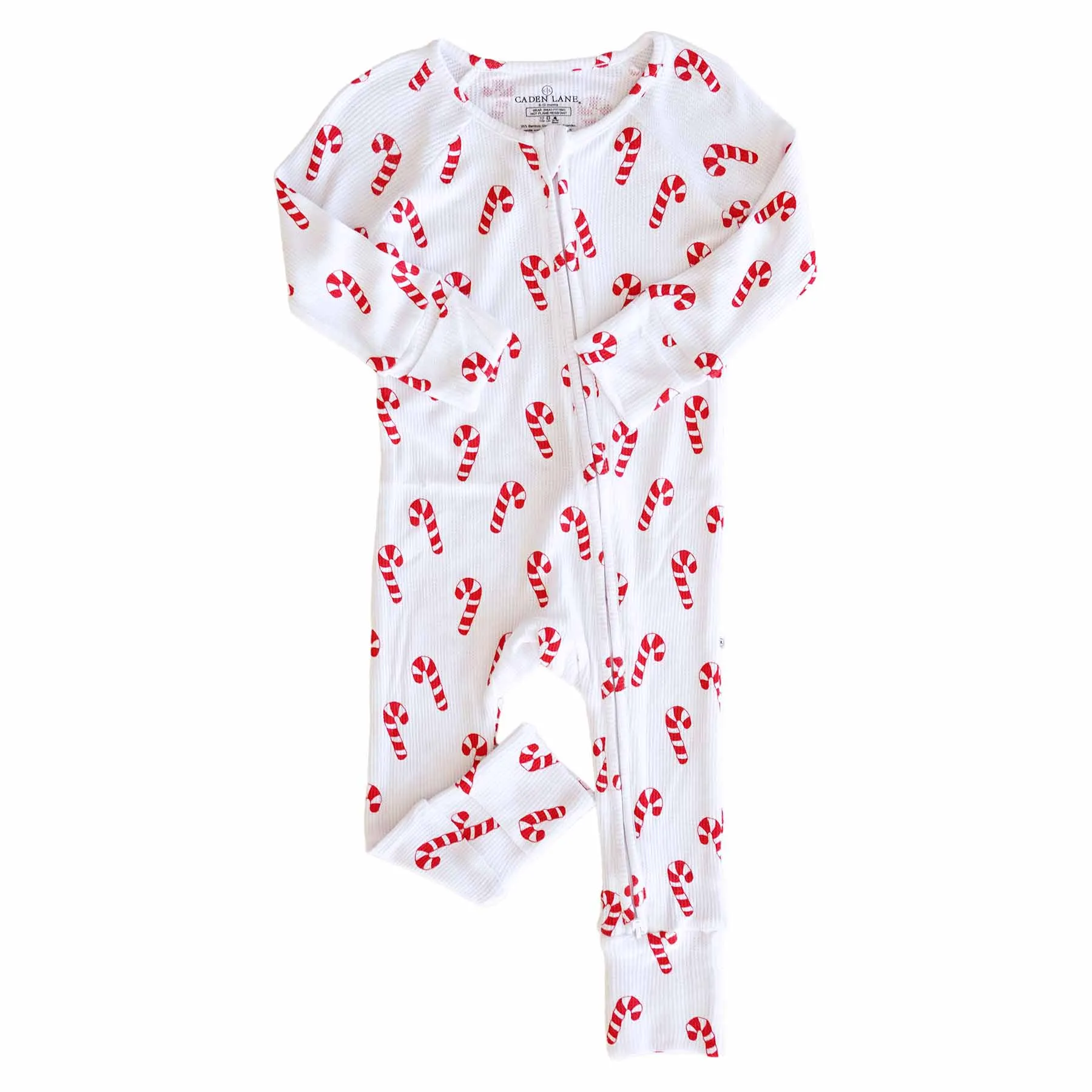 Candy Cane Lane Waffle Convertible Zip Romper*