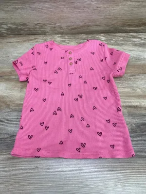 Cat & Jack Thermal Knit Henley Shirt Pink sz 5T