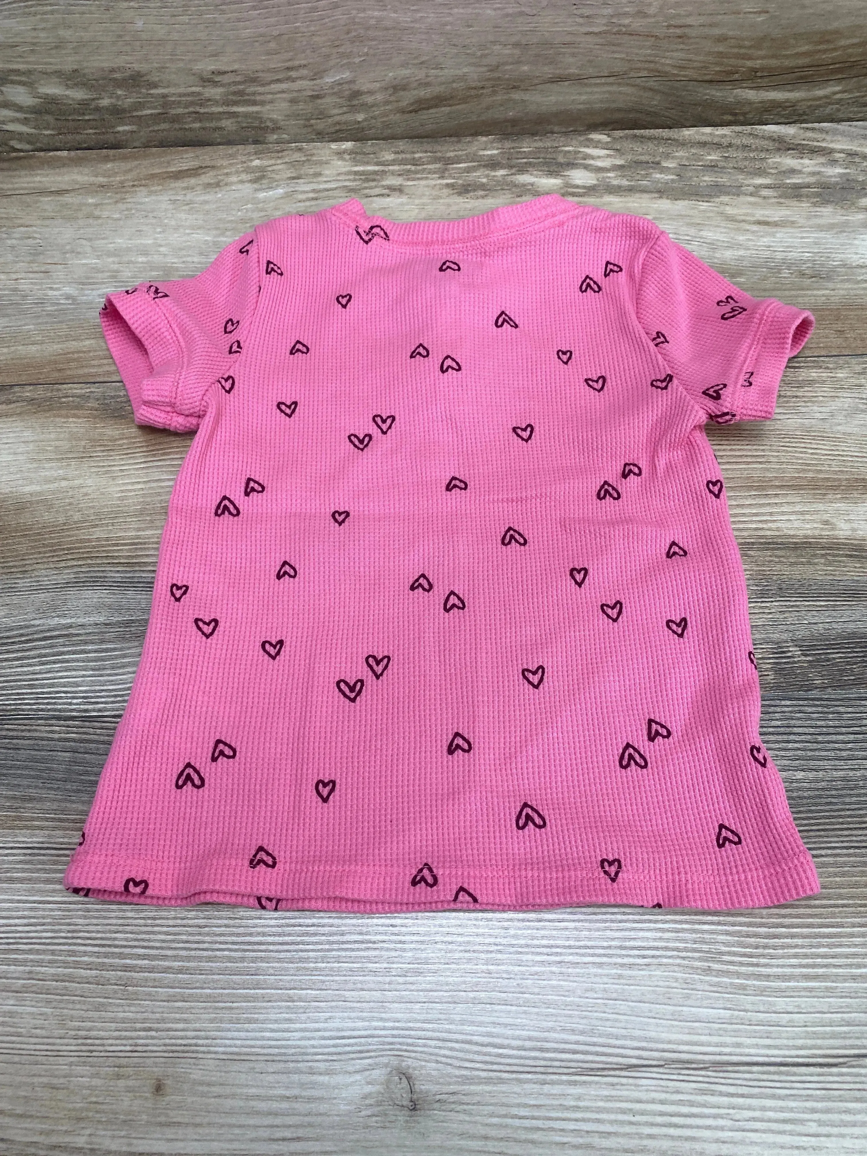 Cat & Jack Thermal Knit Henley Shirt Pink sz 5T