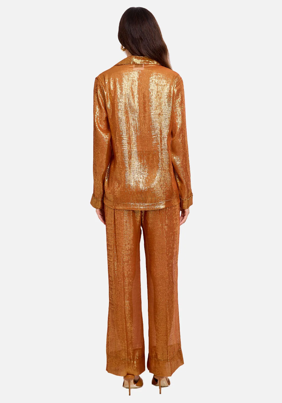 CHIC CHIFFRON LUREX SILK AND BEADS PANT