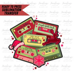 Christmas Cassettes Ready To Press Sublimation Transfer Design