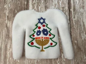 Christmas Tree Menorah Hanukkah ITH Elf Sweater Shirt