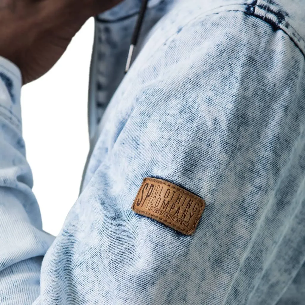 Compound Denim Pullover Jacket - Acid Wash
