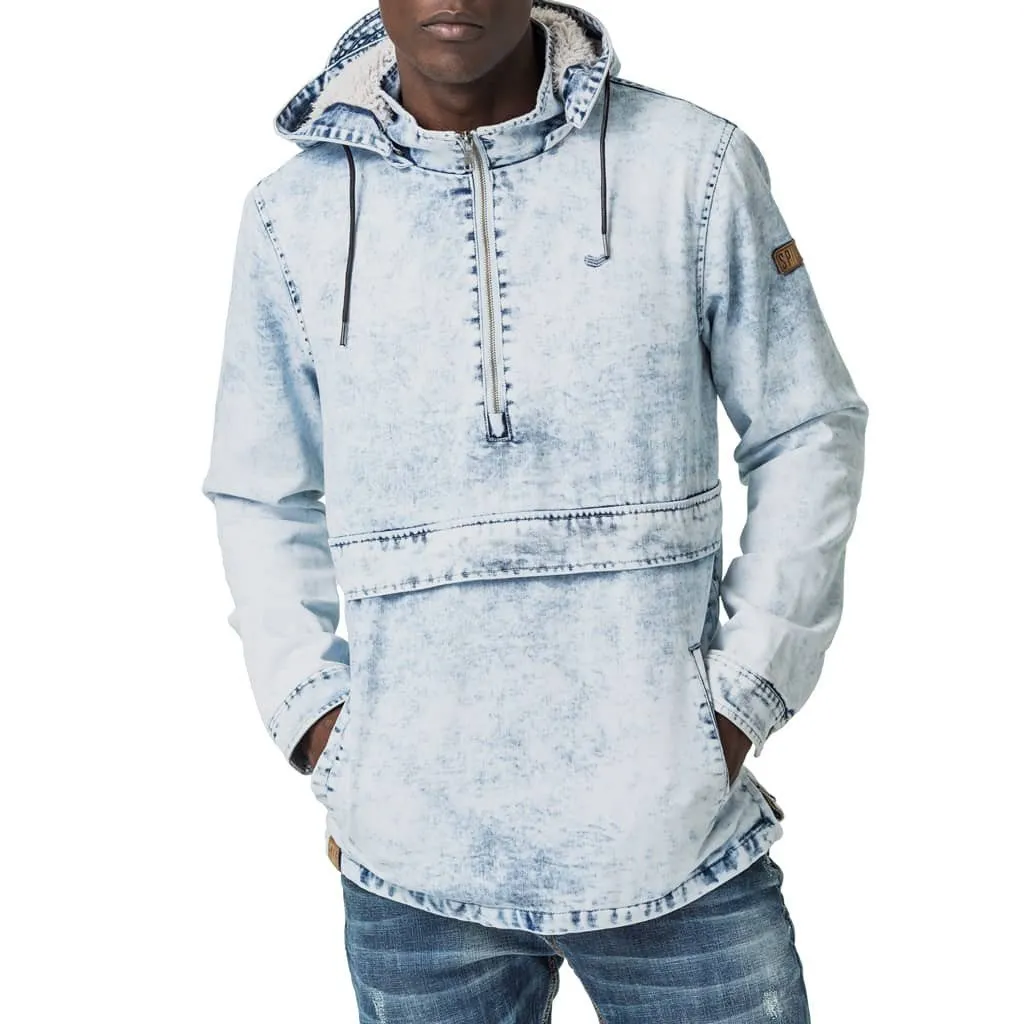 Compound Denim Pullover Jacket - Acid Wash
