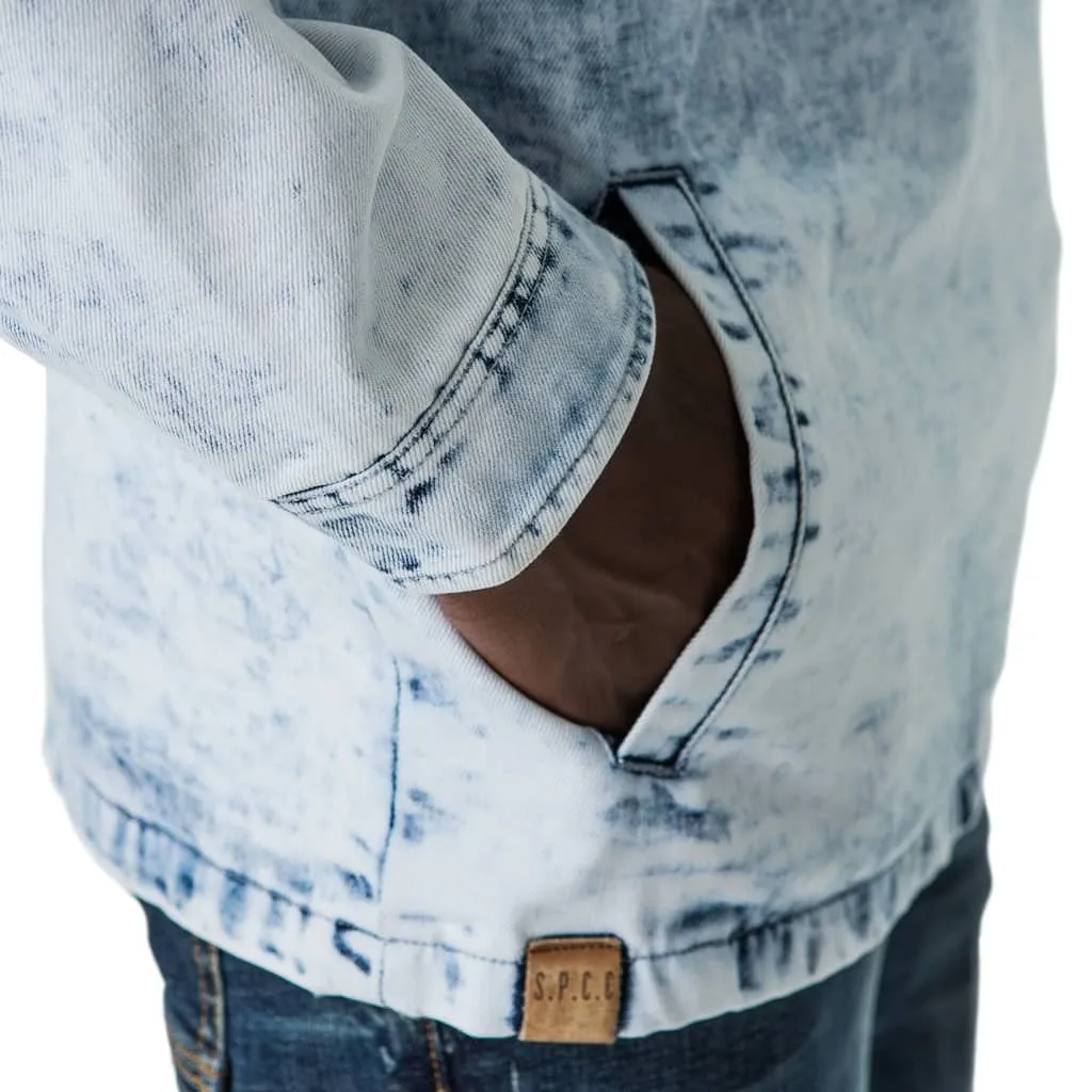 Compound Denim Pullover Jacket - Acid Wash