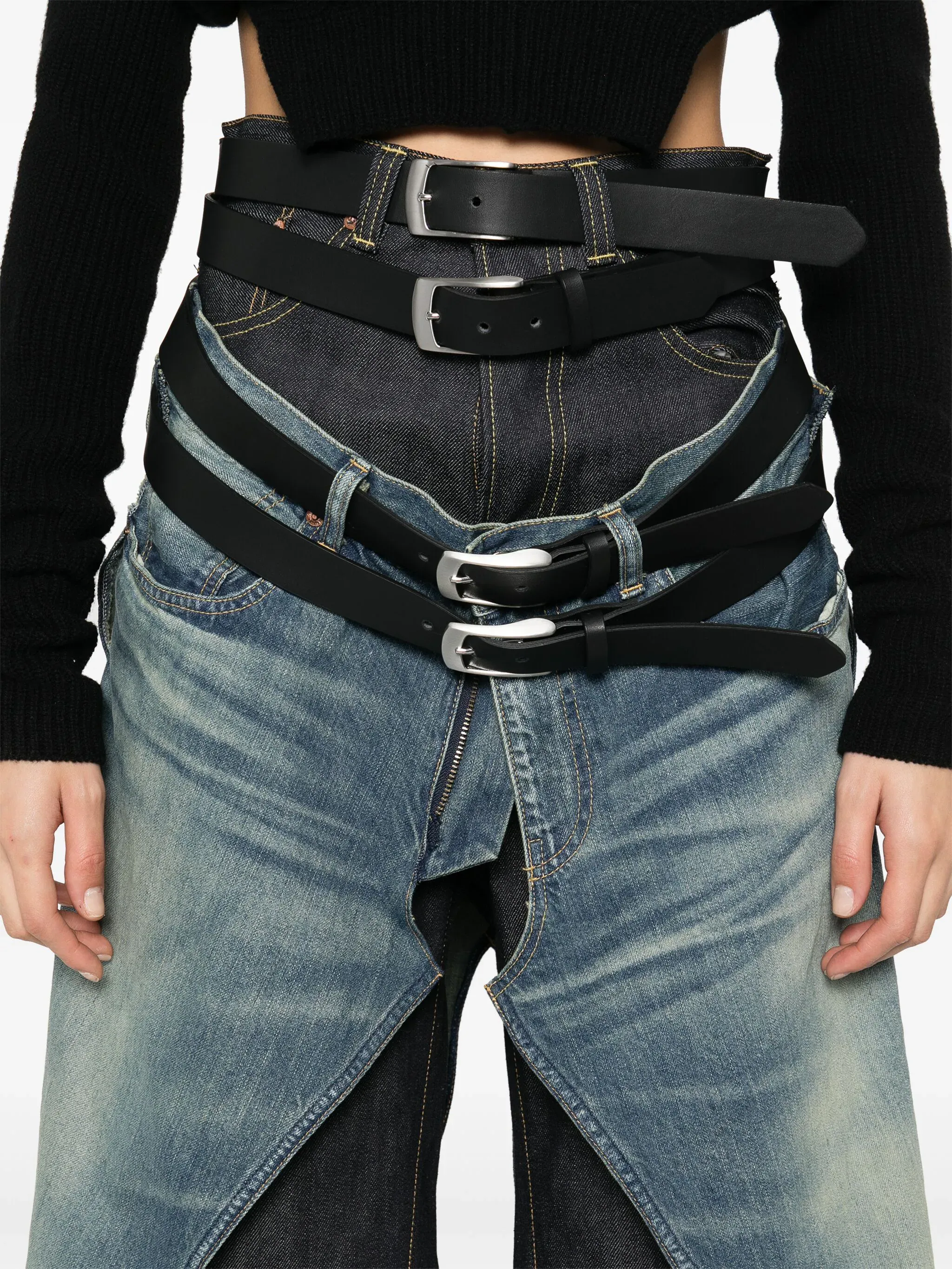 Cotton Selvedge Denim X Leather Jeans