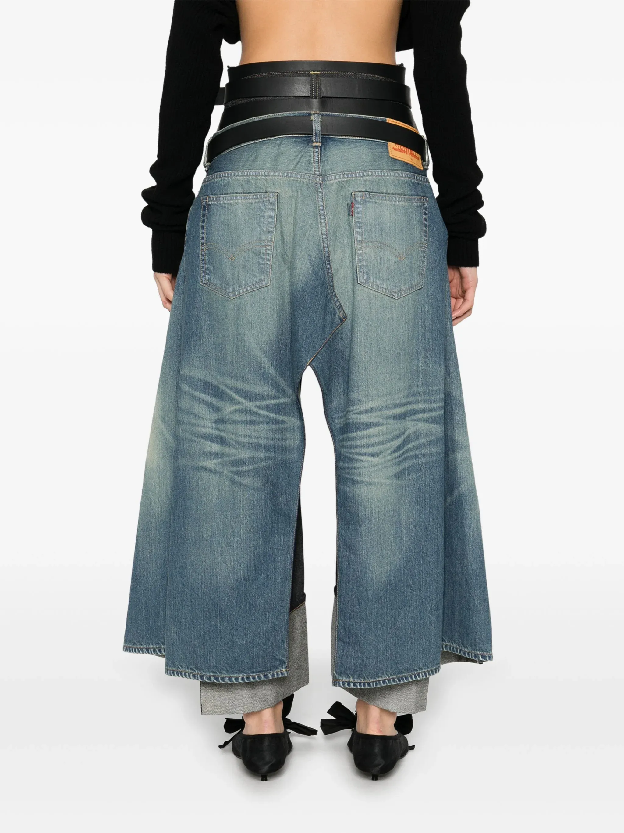 Cotton Selvedge Denim X Leather Jeans