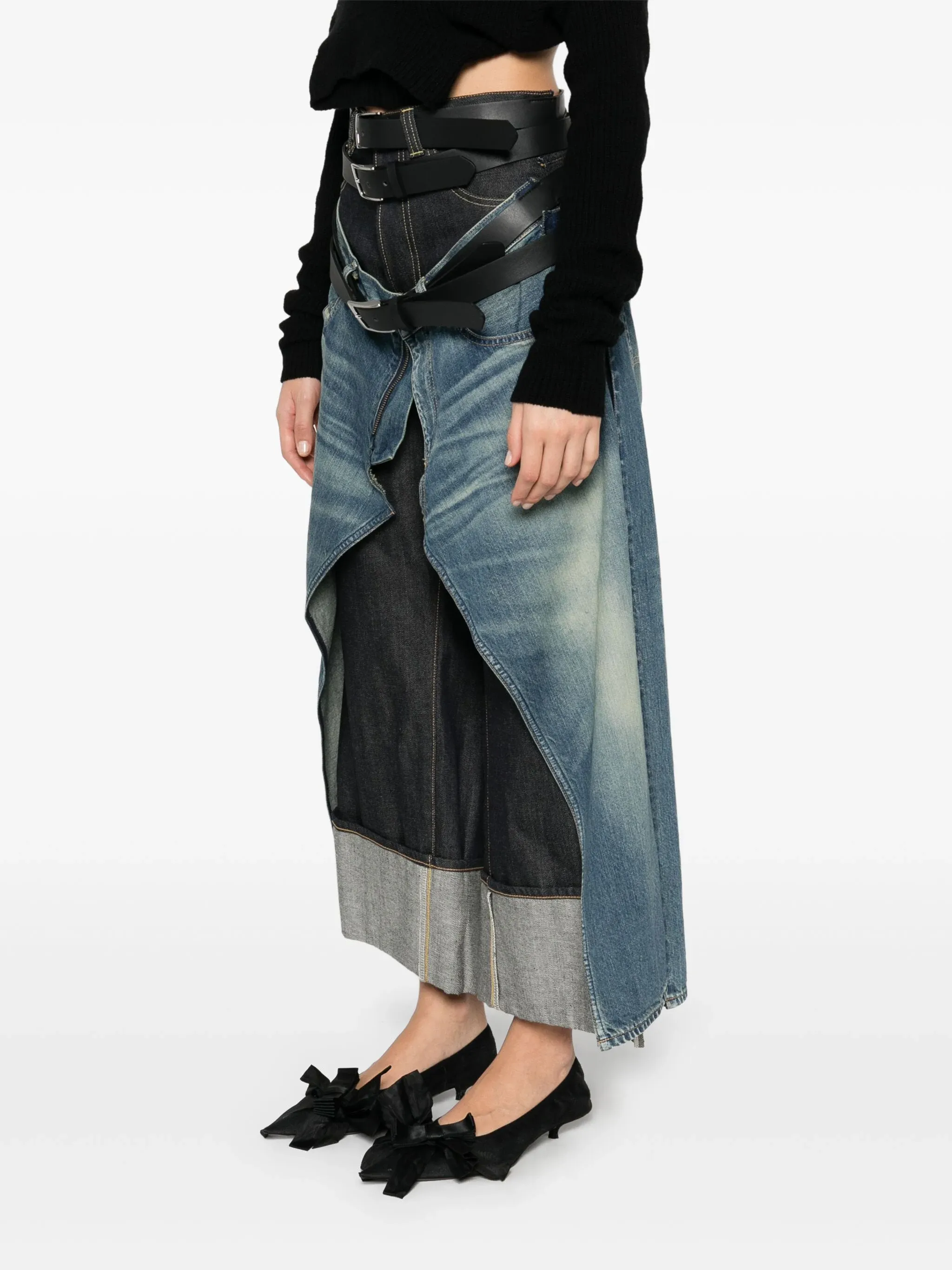 Cotton Selvedge Denim X Leather Jeans