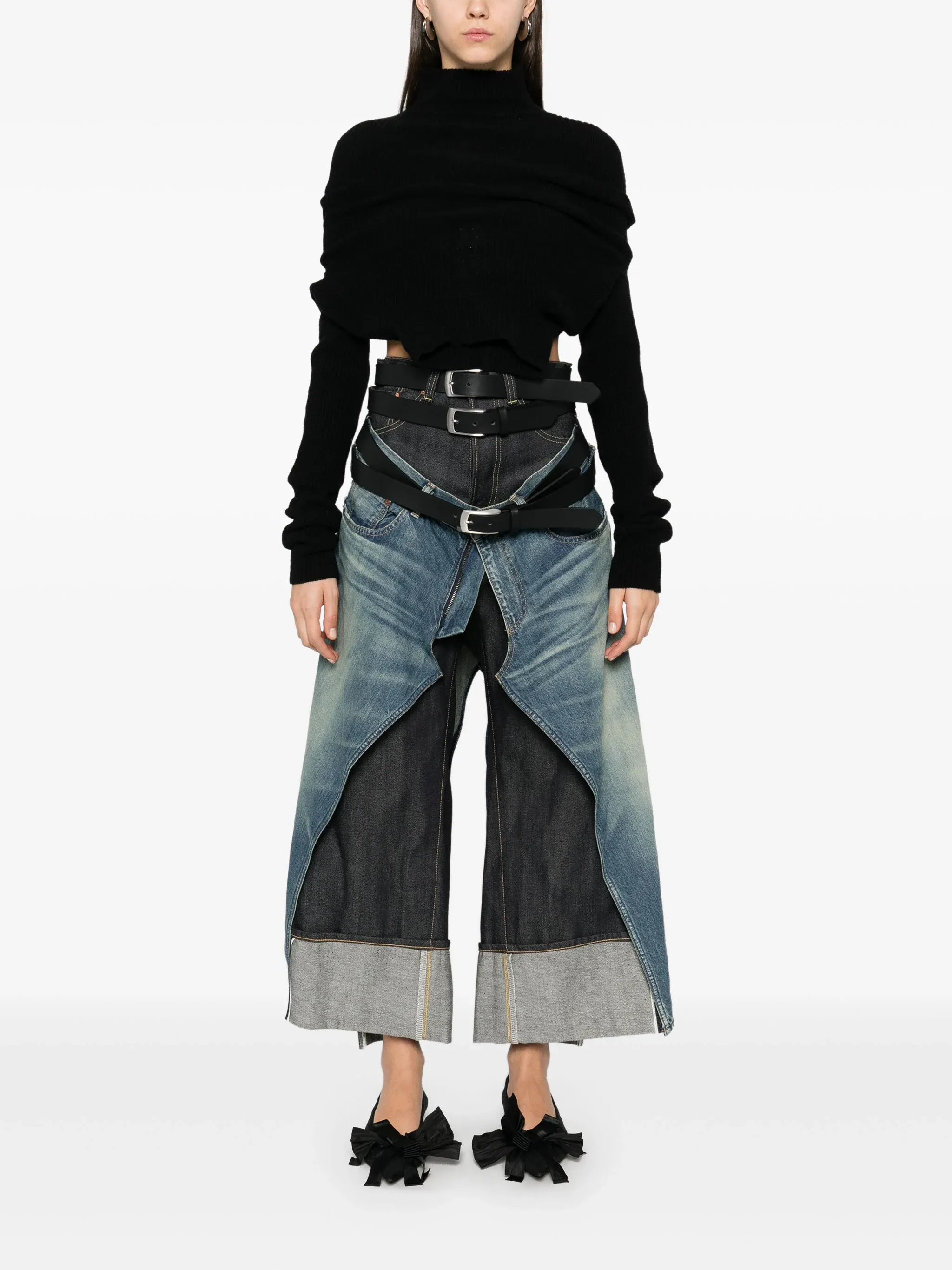 Cotton Selvedge Denim X Leather Jeans