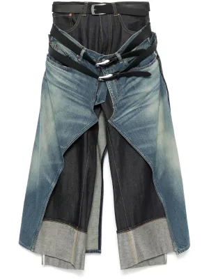 Cotton Selvedge Denim X Leather Jeans