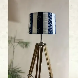 Cotton Striped Removable Lampshade Cover | Hand-Crafted | Earthy Blue