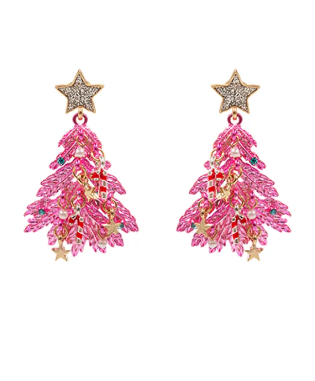 Dangly Christmas Tree Earrings