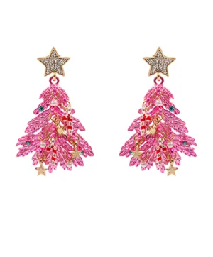 Dangly Christmas Tree Earrings