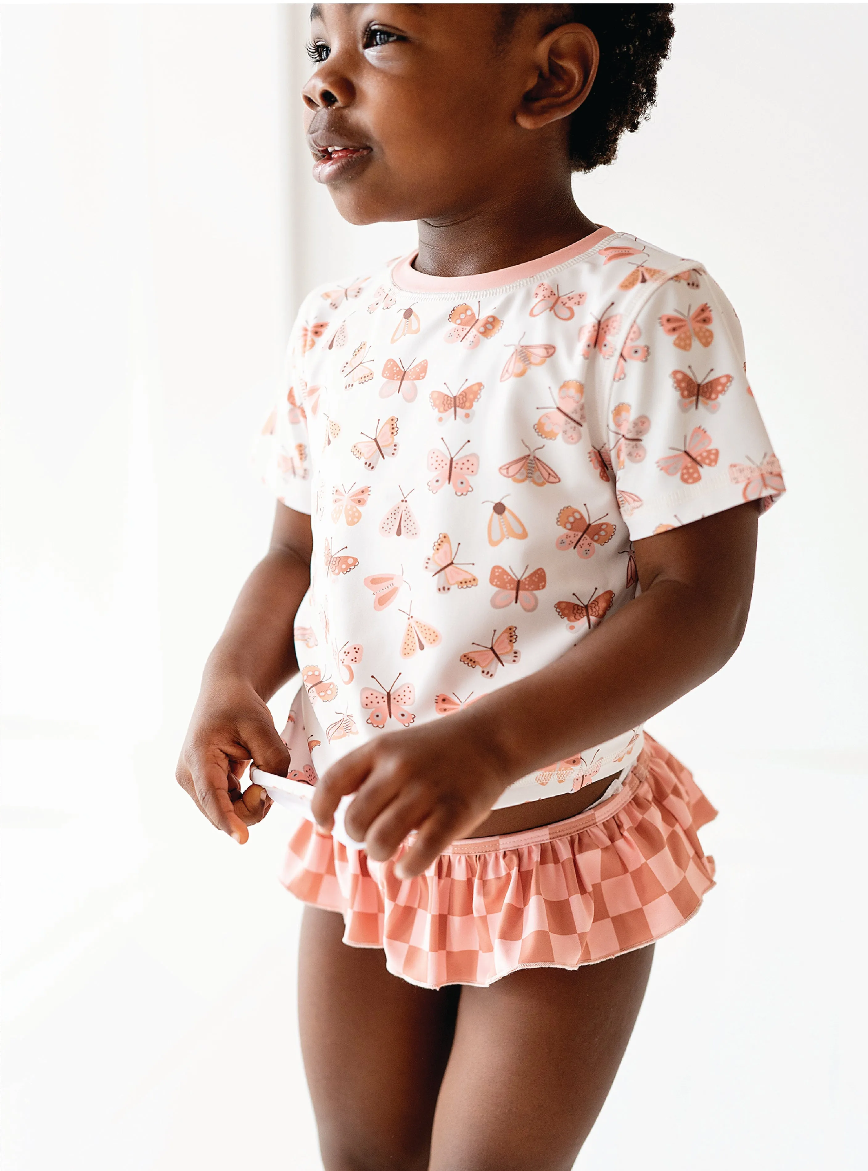 Earthy Checkered Ruffle Bottoms