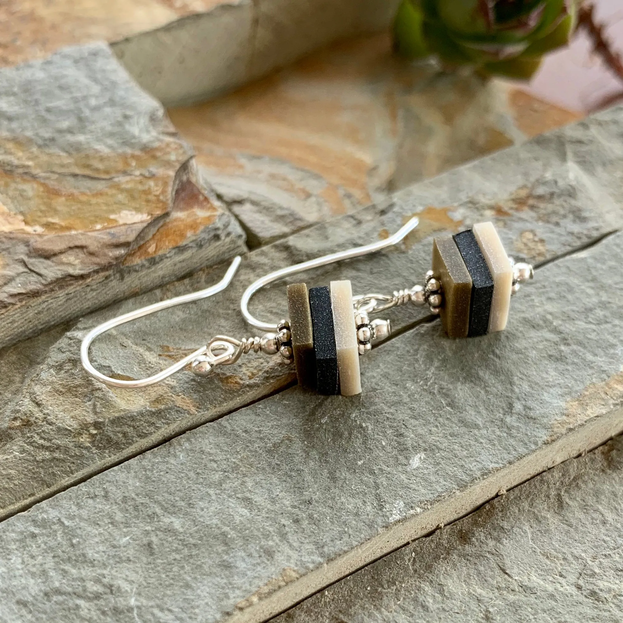 Earthy Stacks Earrings ~ Dangly Colorway C