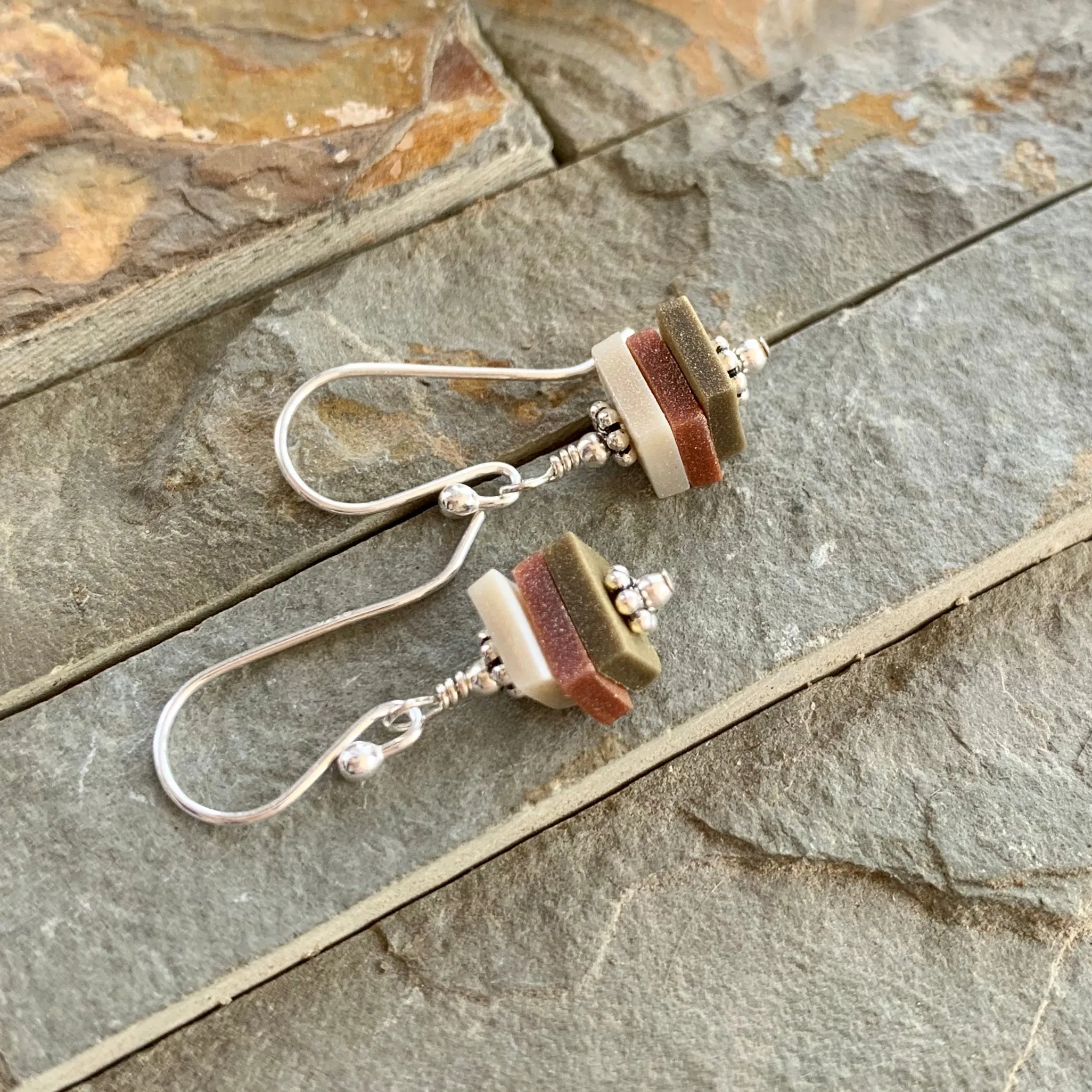 Earthy Stacks Earrings ~ Dangly Colorway D