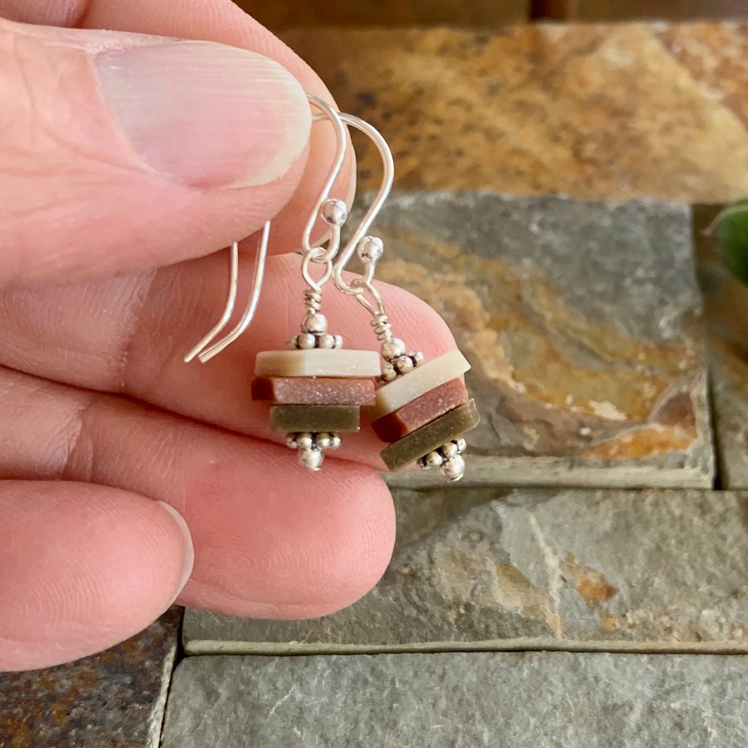 Earthy Stacks Earrings ~ Dangly Colorway D