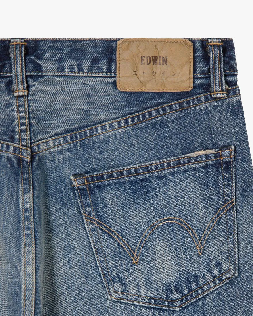 Edwin Made In Japan Regular Straight Mens Jeans - 14oz Kurabo Recycled Red Selvage Denim / Blue Mid Dark Used