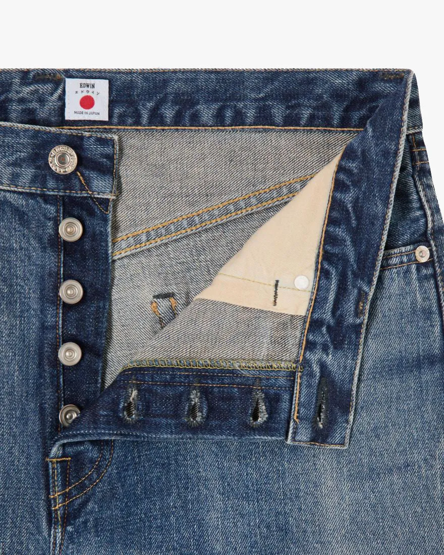 Edwin Made In Japan Regular Straight Mens Jeans - 14oz Kurabo Recycled Red Selvage Denim / Blue Mid Dark Used