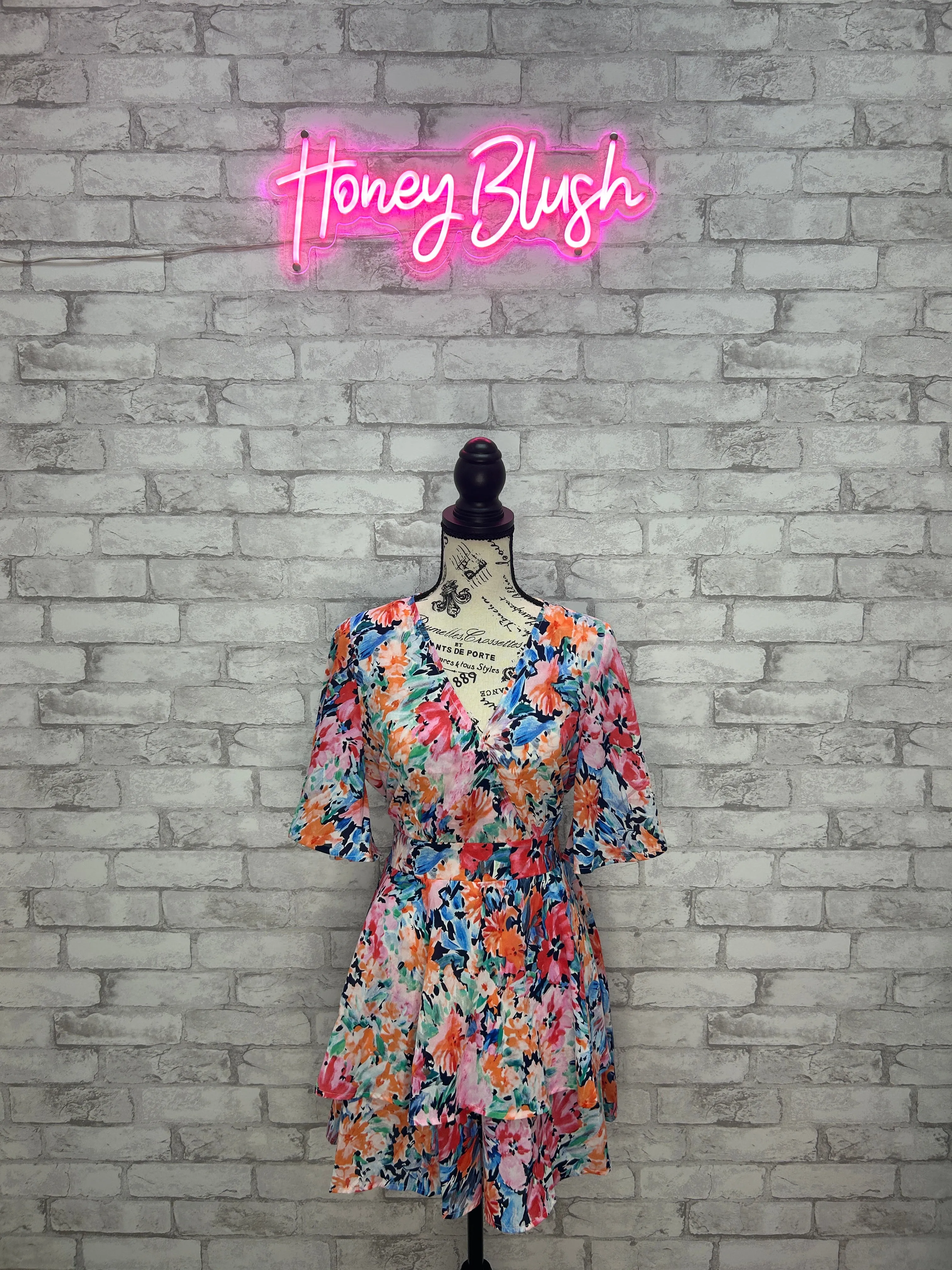 Floral Print Bell Sleeve Romper