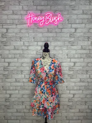 Floral Print Bell Sleeve Romper