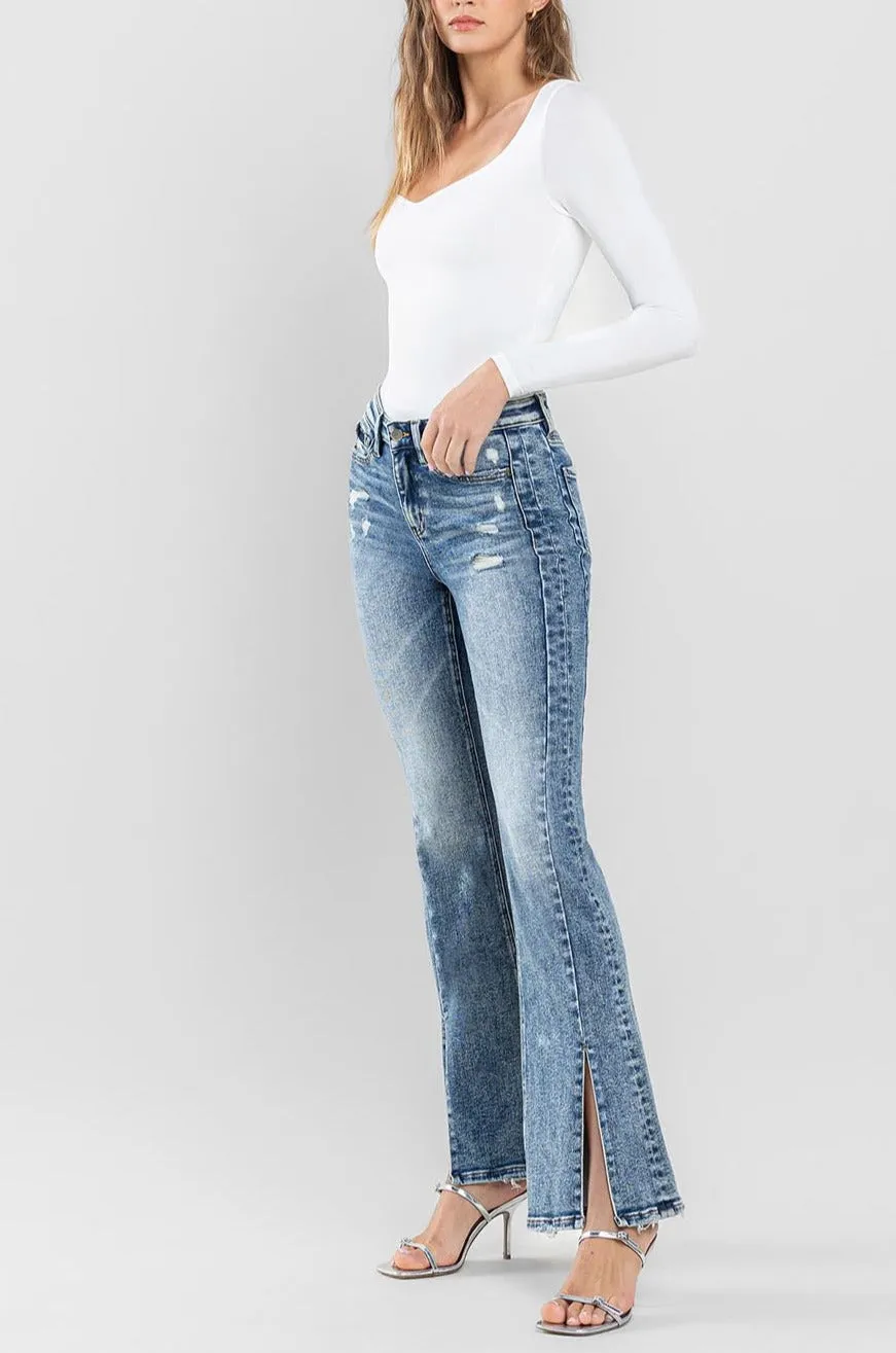Flying Monkey - High Rise Split Hem Distressed Flare Jeans - F5171