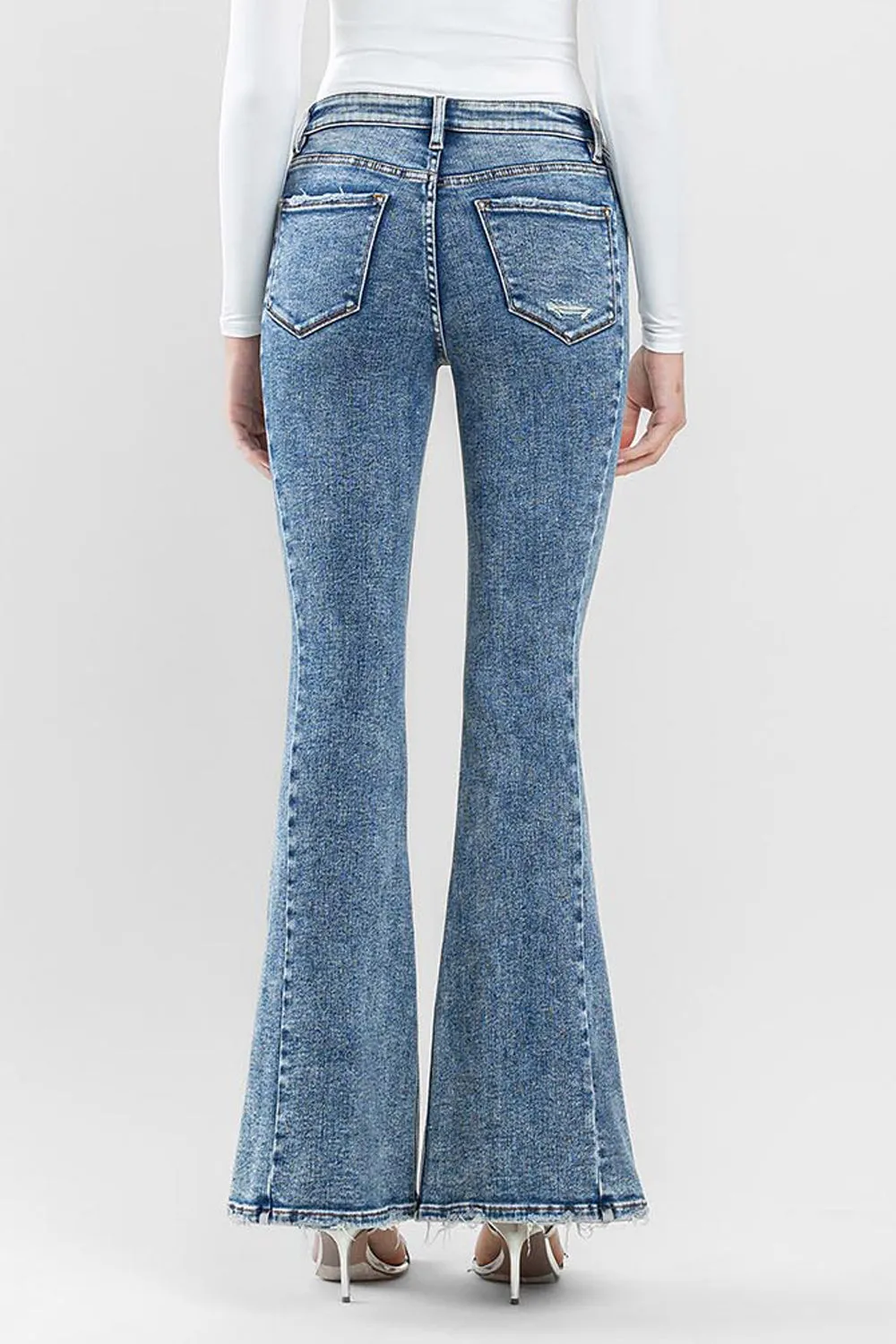 Flying Monkey - High Rise Split Hem Distressed Flare Jeans - F5171