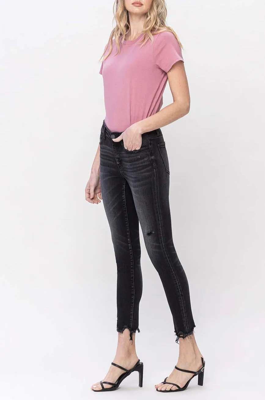 Flying Monkey - Mid Rise Crop Destroyed Hem Skinny Jeans - F5294